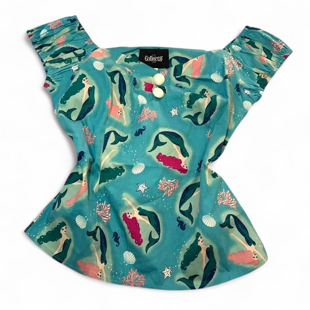 Collectif Mermaid Print Top - Teal